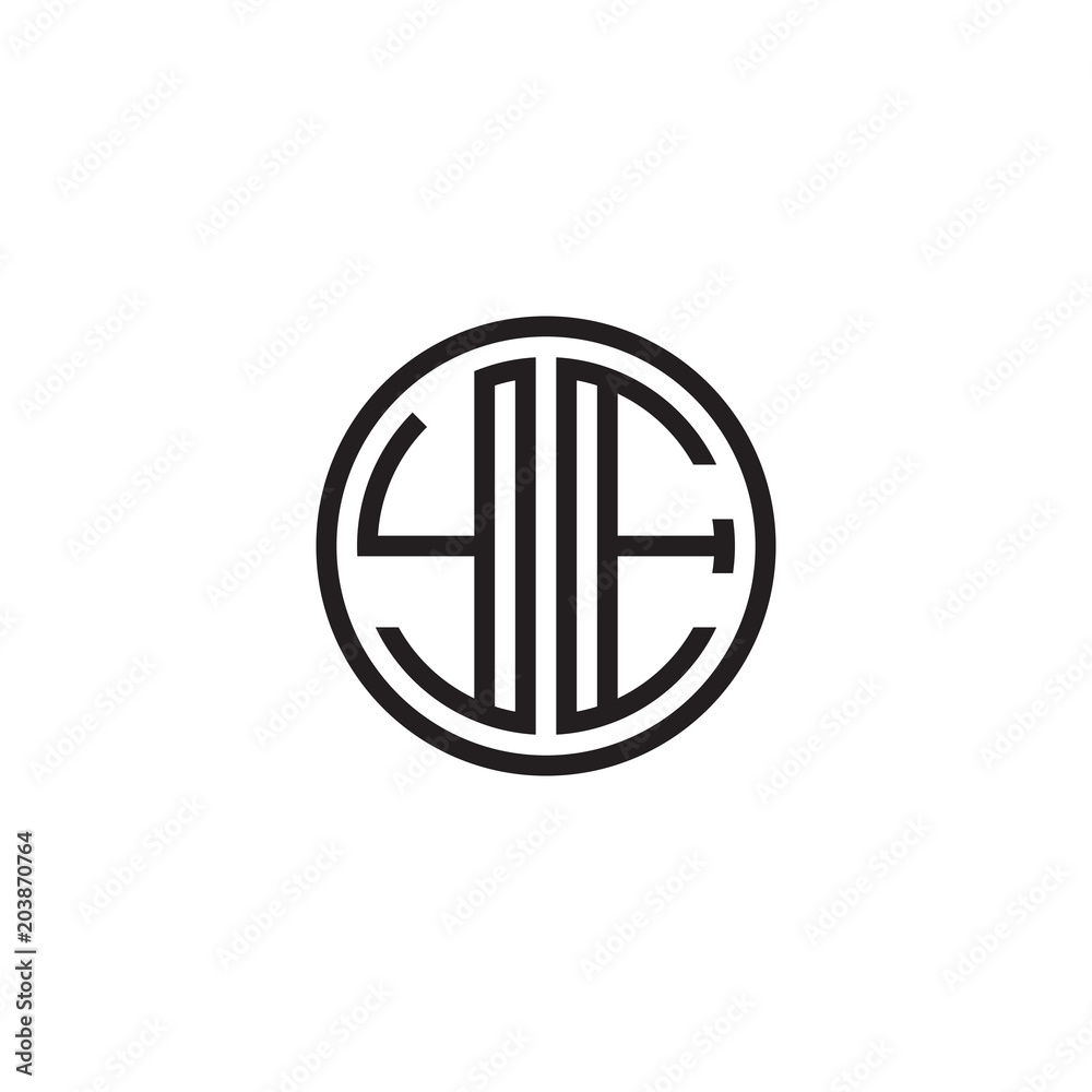 Initial letter YE, minimalist line art monogram circle shape logo, black color Initial letter YE, minimalist line art monogram circle shape logo, black color