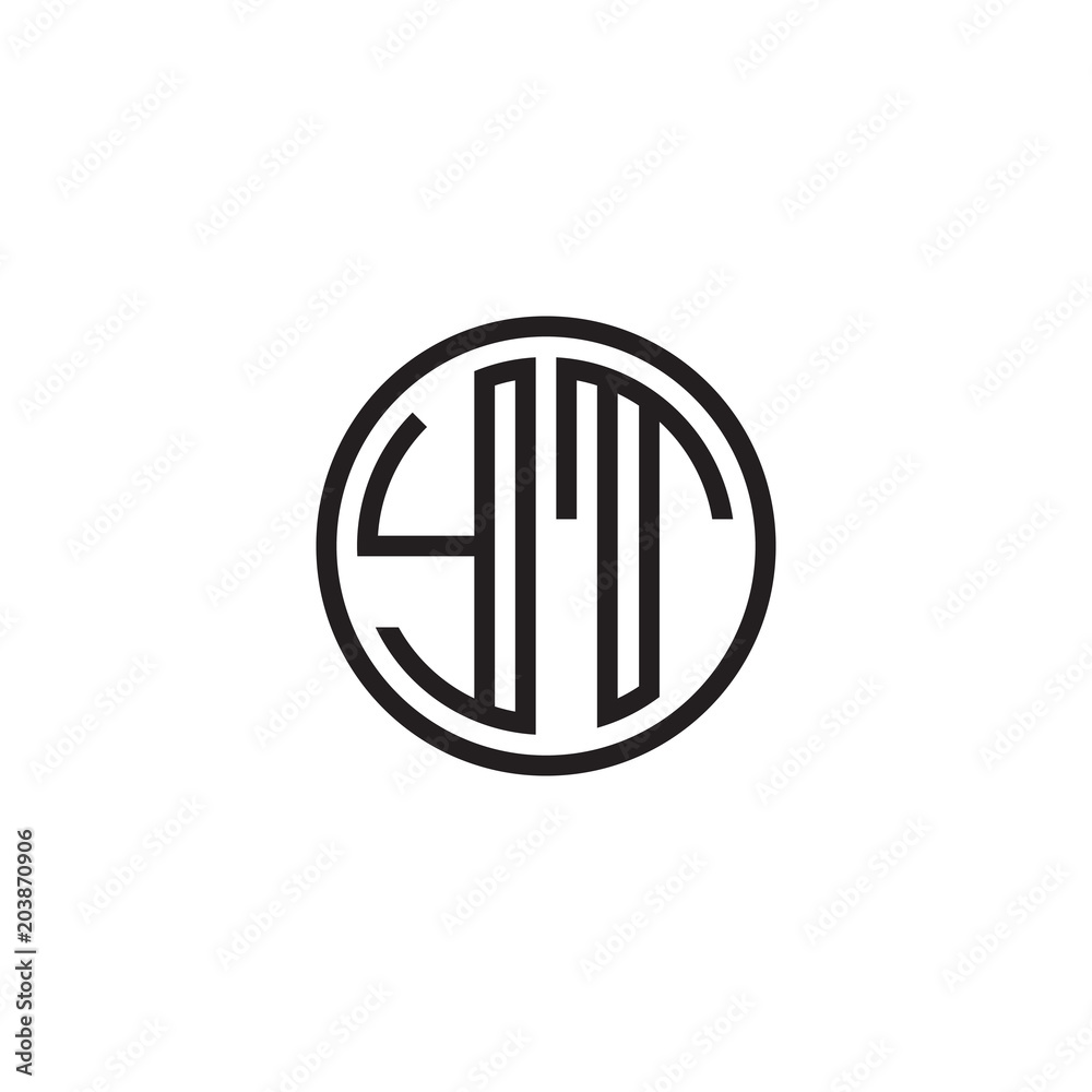 Initial letter YT, minimalist line art monogram circle shape logo, black color Initial letter YT, minimalist line art monogram circle shape logo, black color