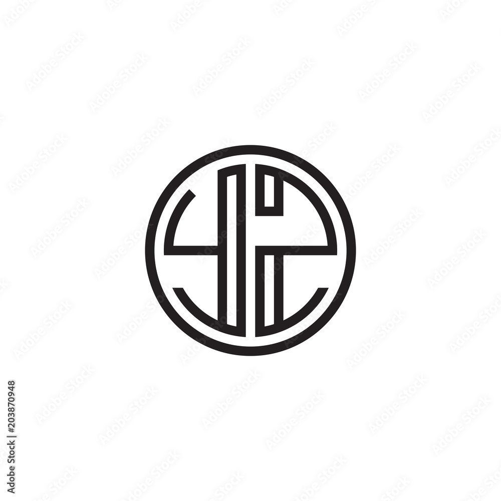 Initial letter YZ, minimalist line art monogram circle shape logo, black color Initial letter YZ, minimalist line art monogram circle shape logo, black color
