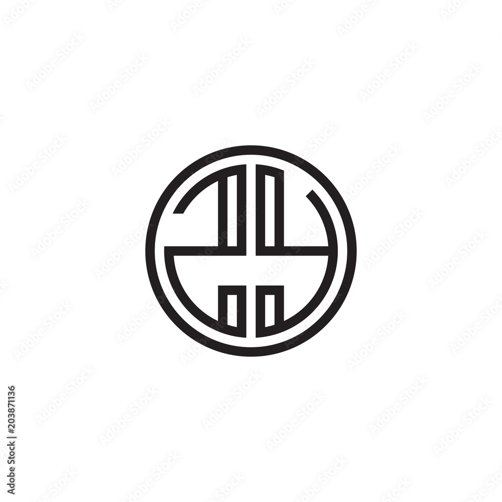 Initial letter ZY, minimalist line art monogram circle shape logo, black color Initial letter ZY, minimalist line art monogram circle shape logo, black color