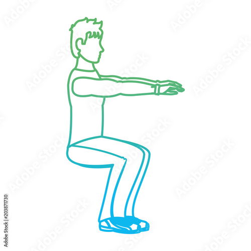 degraded line fitness man doing squats training