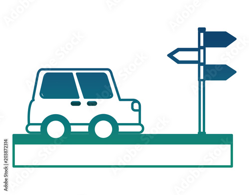 car vehicle sedan with arrows sign vector illustration design