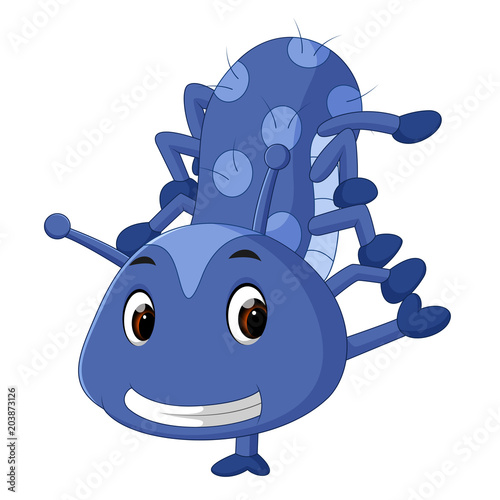 a cute blue caterpillar cartoon