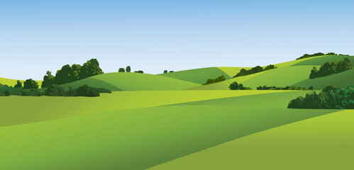 Acrylglasbilder Pistache Rural landscape with green fields  © czibo
