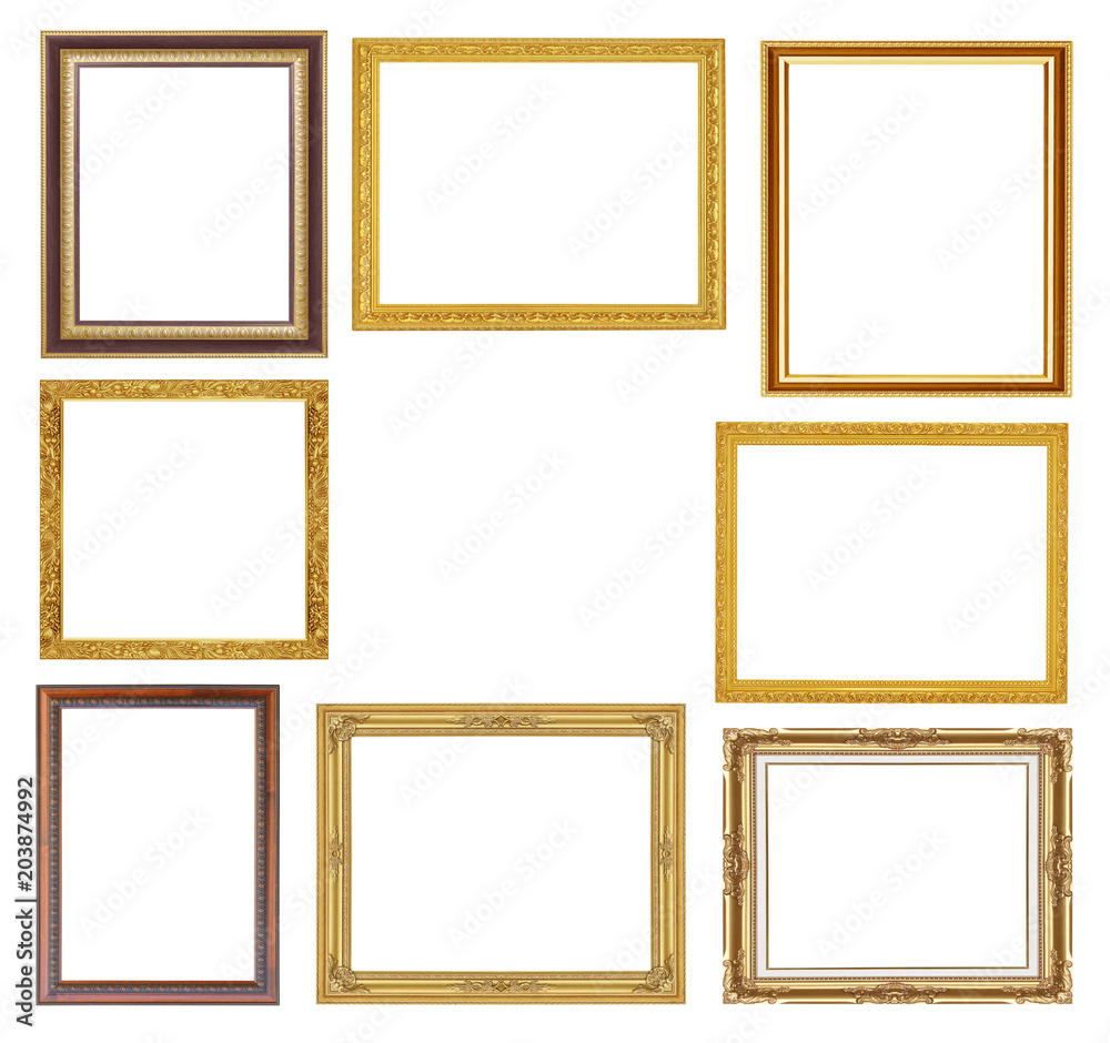 The antique gold frame on the white background The antique gold frame on the white background