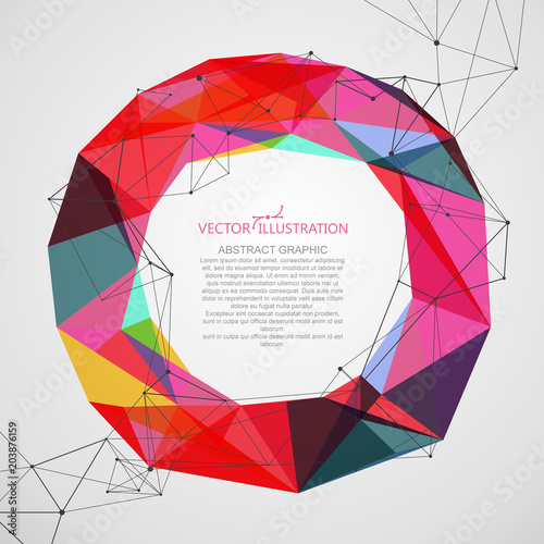 Irregular shape of dots, lines and faces, abstract design.