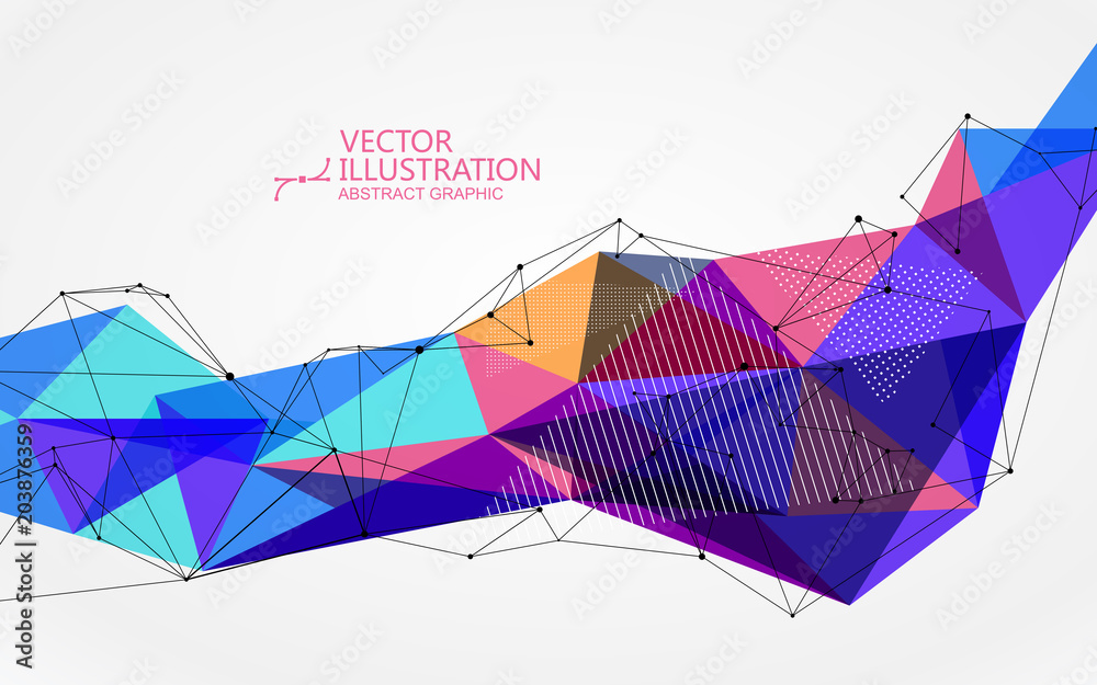 Naklejka premium Irregular shape of dots, lines and faces, abstract design.