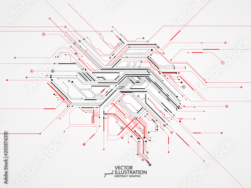 Circuit board composed of brain graphics.