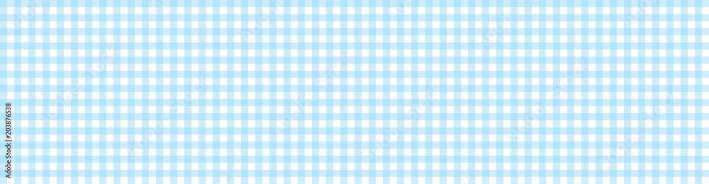 Tischdeckenbanner hellblau weiß kariert