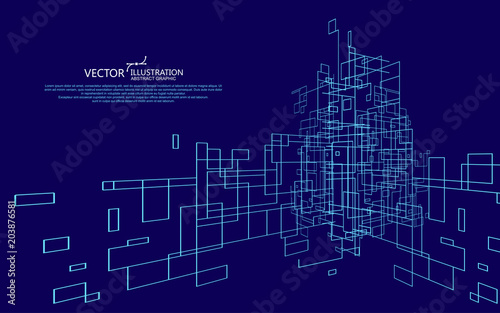 Fototapeta Naklejka Na Ścianę i Meble -  The abstract figure of the lines, the design of the virtual space.