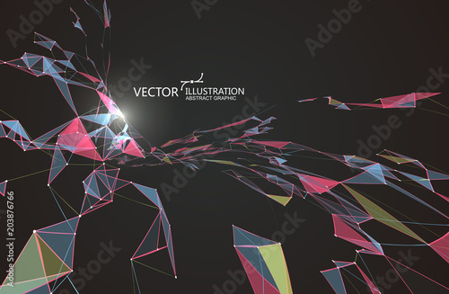 Abstract graphic formed by a point line connection.