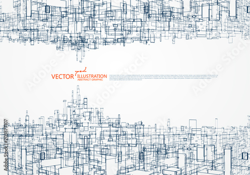 The concept of parallel universe,Virtual city graphic, the design of the virtual space.