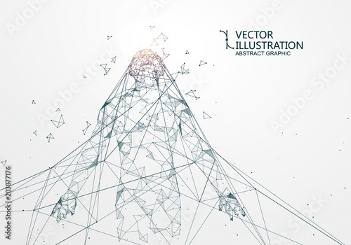 A man who has rushed out of the net,Network connection turned into, vector illustration.