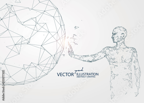 Lines connected to people, symbolizing the meaning of artificial intelligence.