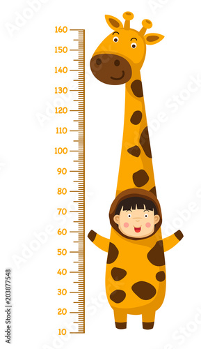 Meter wall with giraffe costume.vector illustration