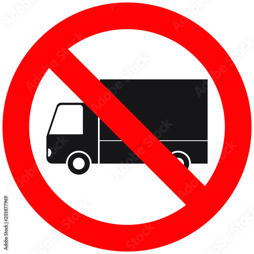No truck or no lorry prohibit sign, vector illustration