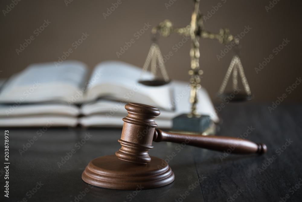 Judge's gavel in courtroom library. Law concept. Judge's gavel in courtroom library. Law concept.
