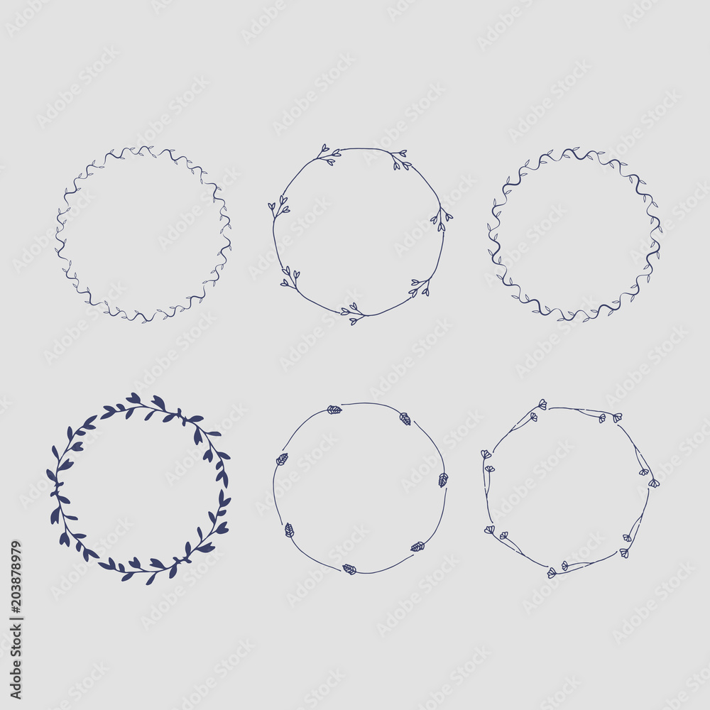 set of vector frames from thin branches of hand drawing set of vector frames from thin branches of hand drawing