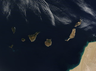 Sierkussen Canarische Eilanden Satellietbeeld van de Canarische Eilanden  © elroce