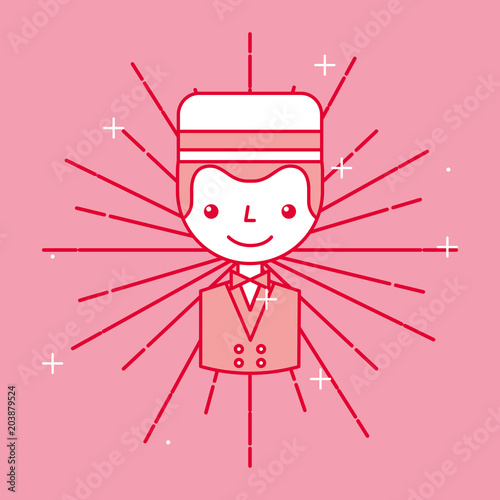 hotel bellboy worker employee service cartoon vector illustration