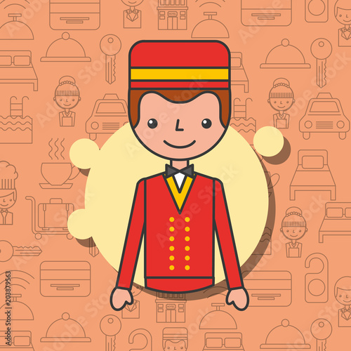 hotel porter character professional work vector illustration