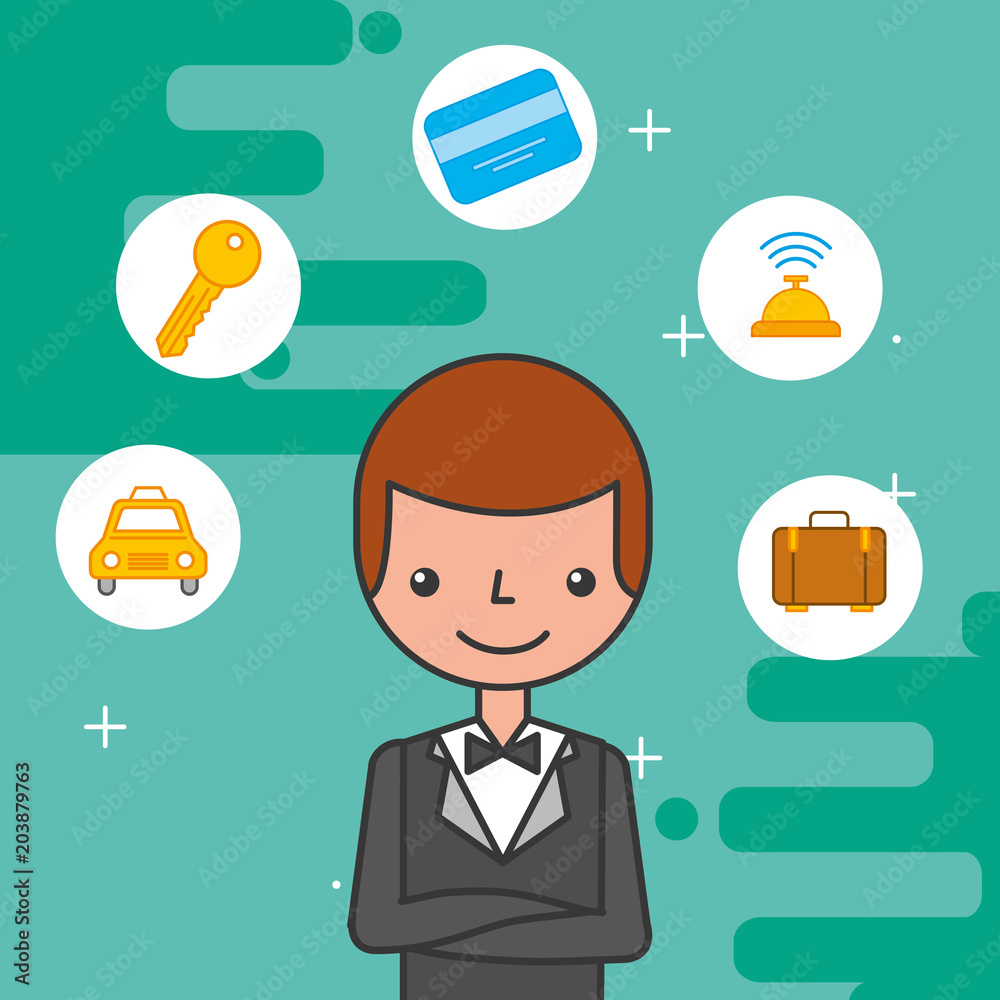 hotel manager character employee occupation vector illustration