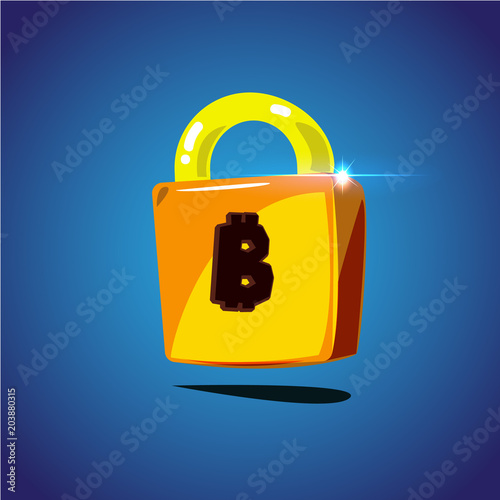 Lock Key with Bitcoin symbol - vector illustration