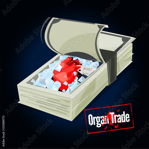 Money with heart inside. stop organ trade concept  - vector