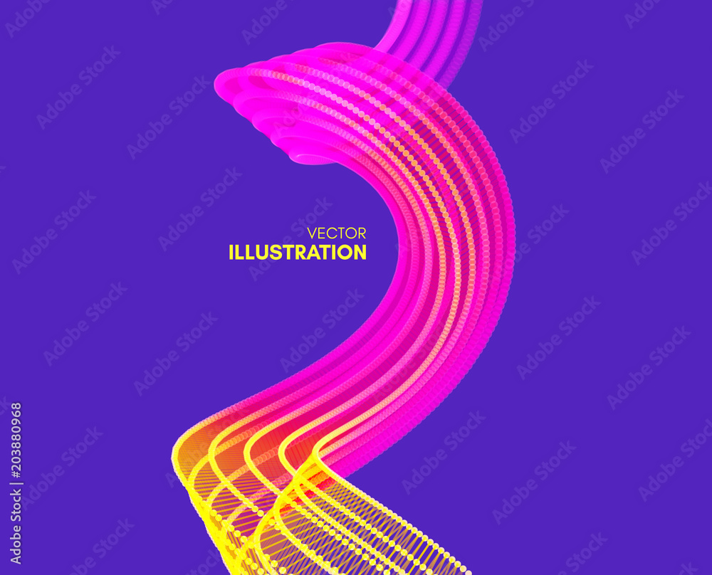 Fototapeta premium Wavy background with motion effect. 3d technology style. Vector illustration.