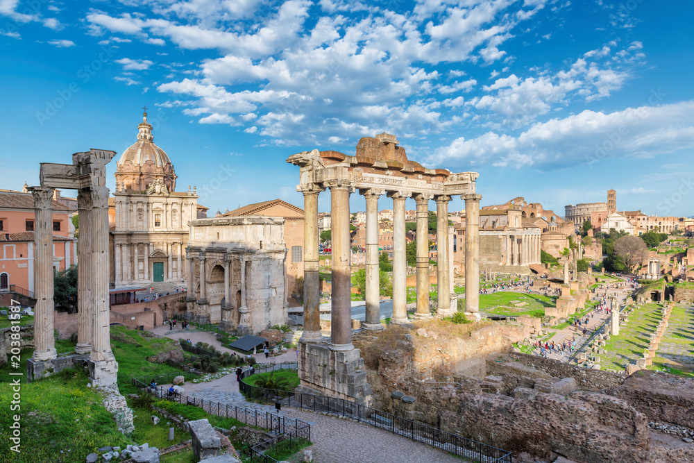 Roman Forum at Sunset in Rome, Italy
