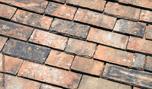 Old tiled roof texture background