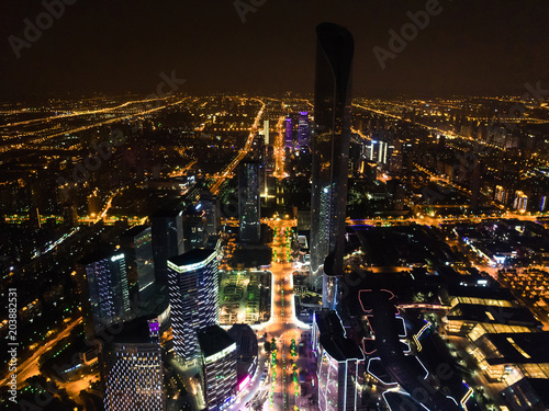 Night view of modern city business district photo