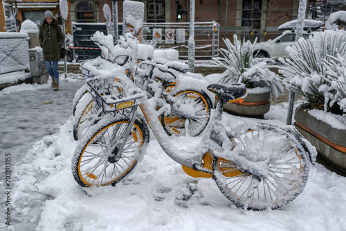 Snowing day in Rome photo