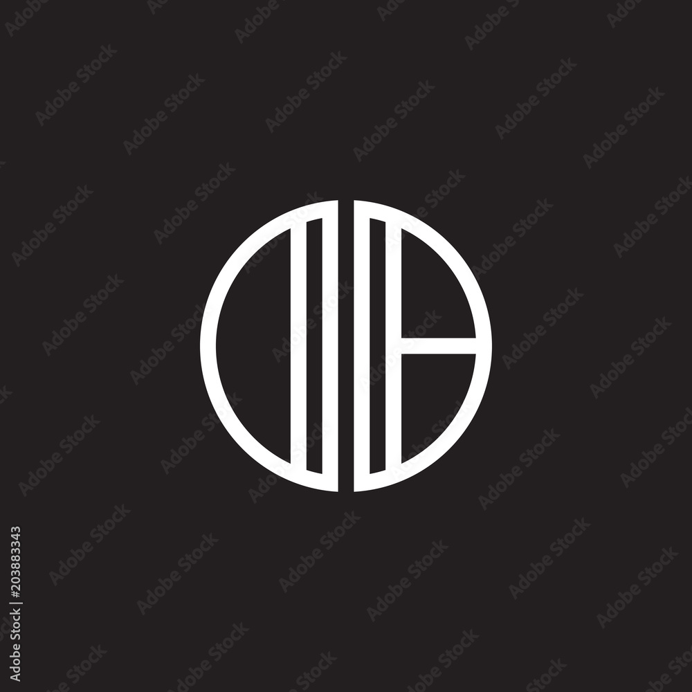 Initial letter DB, OB, minimalist line art monogram circle shape logo, white color on black background Initial letter DB, OB, minimalist line art monogram circle shape logo, white color on black background