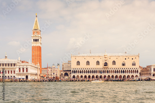 Venice landmark, view from Grand Canal of Piazza San Marco or st. Mark Square. Italy, Europe.