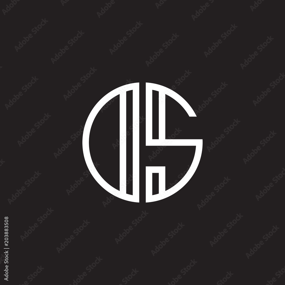 Initial letter DS, OS, minimalist line art monogram circle shape logo, white color on black background Initial letter DS, OS, minimalist line art monogram circle shape logo, white color on black background