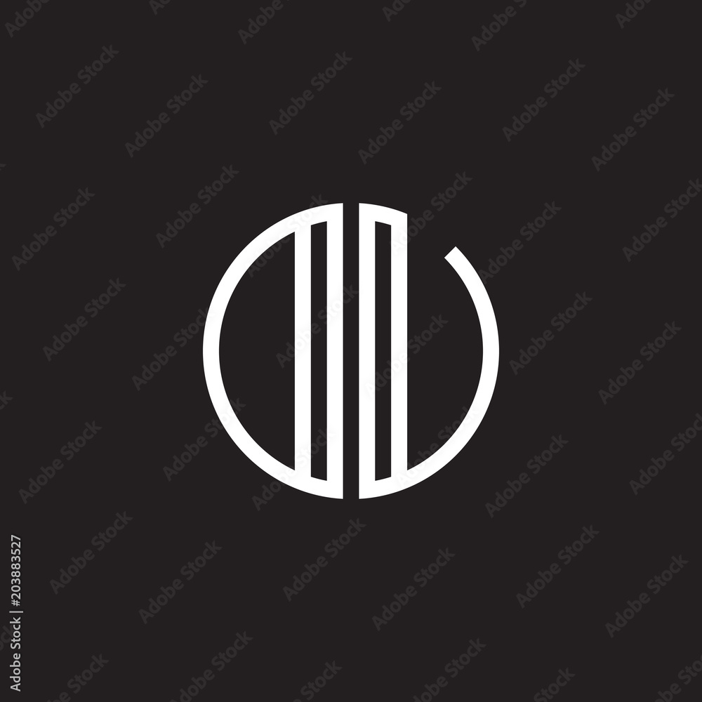 Initial letter DU, OU, DV, OV, minimalist line art monogram circle shape logo, white color on black background Initial letter DU, OU, DV, OV, minimalist line art monogram circle shape logo, white color on black background