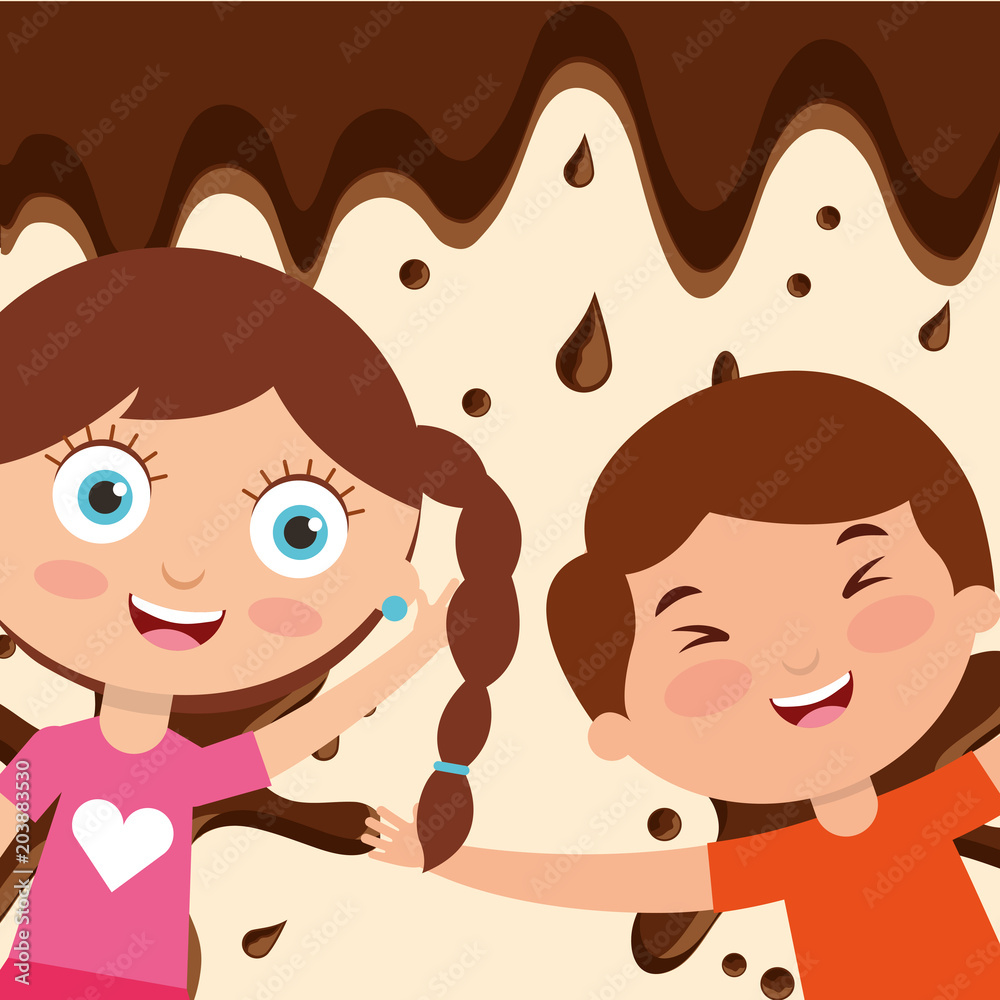 kids with sweet chocolate drops background vector illustration kids with sweet chocolate drops background vector illustration