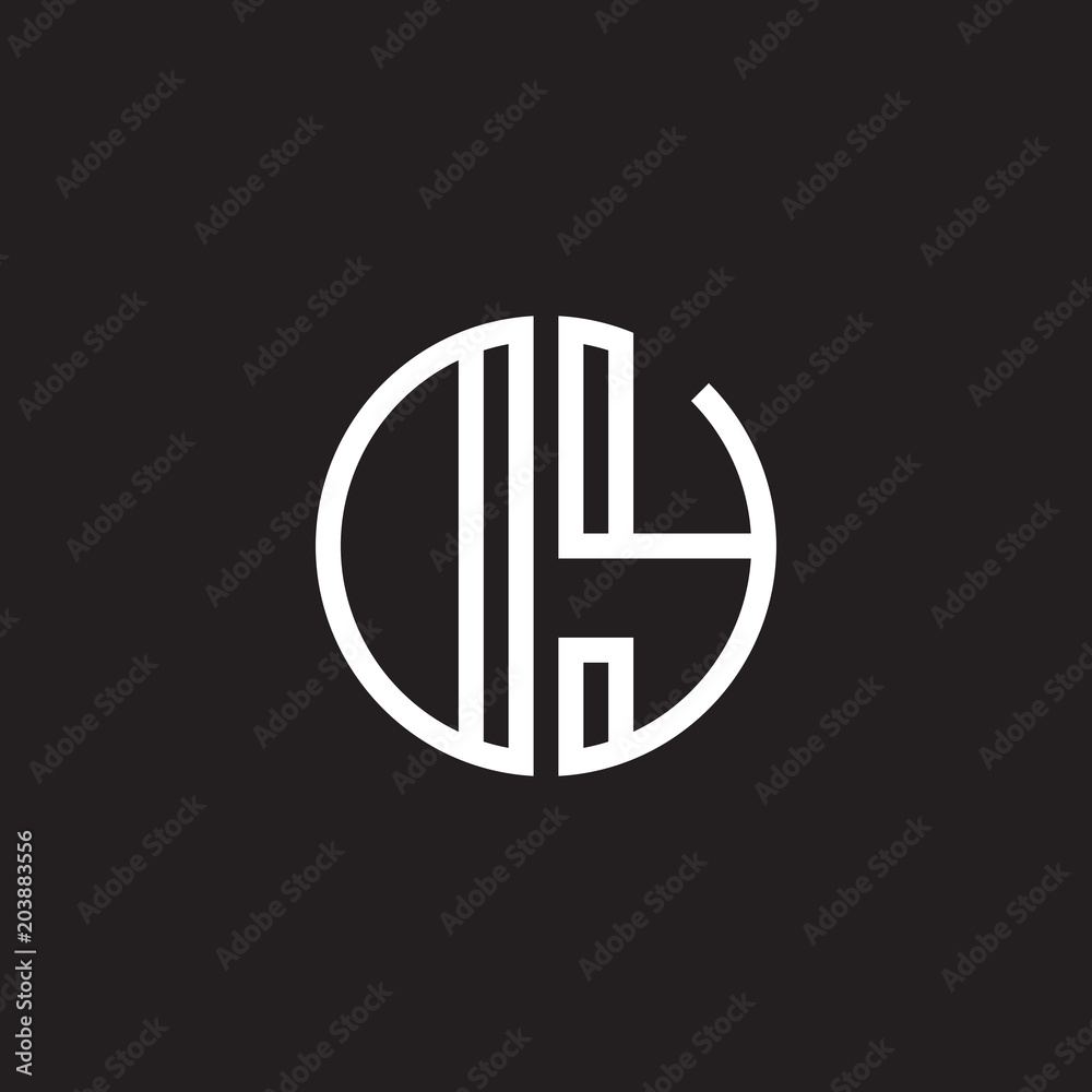Initial letter DY, OY, minimalist line art monogram circle shape logo ...