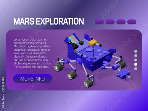 Mars Exploration banner concept. Web page header design with isometric element.
