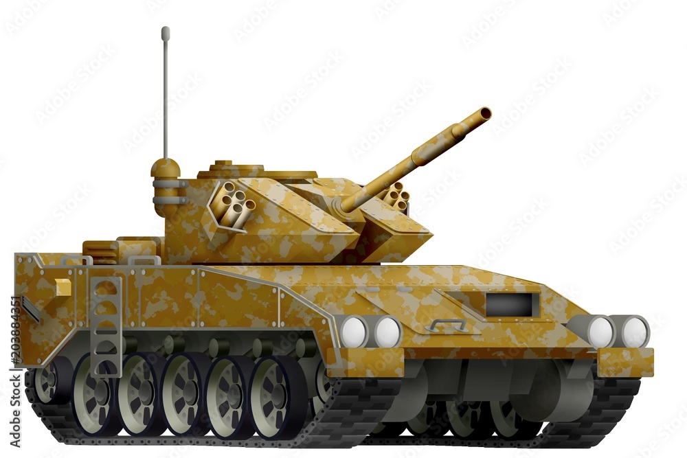light tank apc with desert camouflage with fictional design - isolated object on white background. 3d illustration