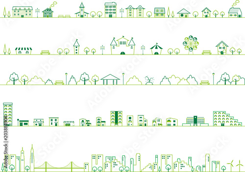 グリーン　街並み　セット