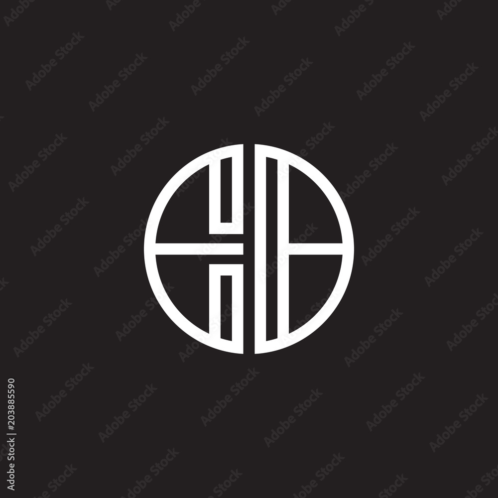 Initial letter EB, minimalist line art monogram circle shape logo, white color on black background Initial letter EB, minimalist line art monogram circle shape logo, white color on black background