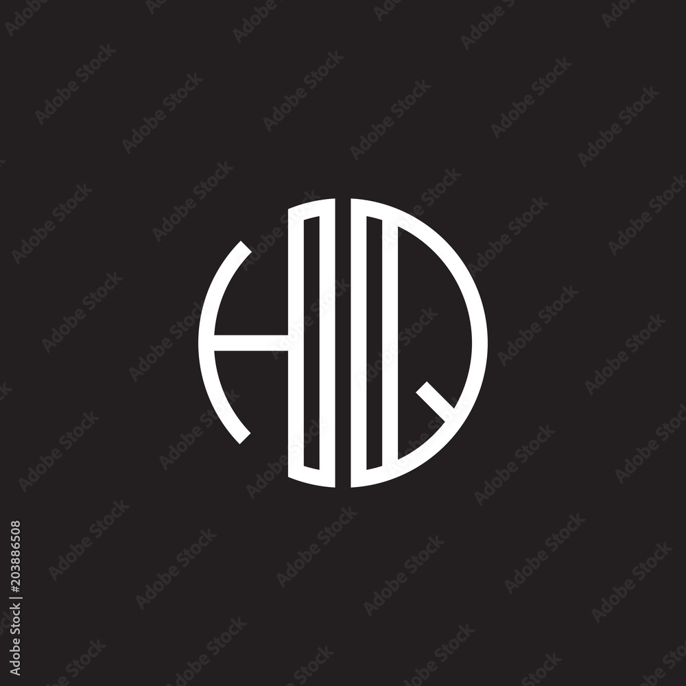 Initial letter HQ, minimalist line art monogram circle shape logo, white color on black background Initial letter HQ, minimalist line art monogram circle shape logo, white color on black background