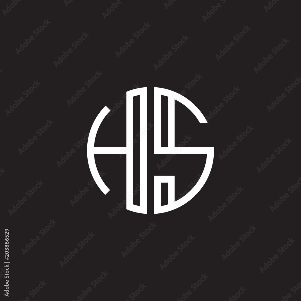Initial Letter Hs Minimalist Line Art Monogram Circle Shape Logo White Color On Black Background Stock ベクター Adobe Stock