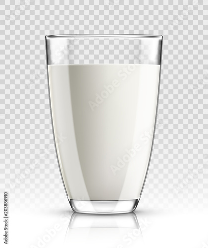 Glass of milk isolated on transparent  background vector illustration