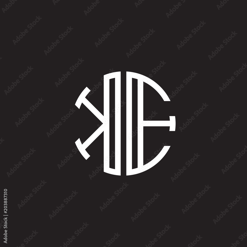 Initial letter KE, minimalist line art monogram circle shape logo, white color on black background Initial letter KE, minimalist line art monogram circle shape logo, white color on black background