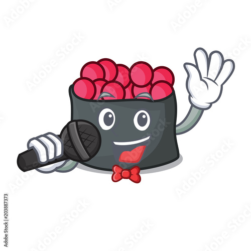 Singing ikura mascot cartoon style