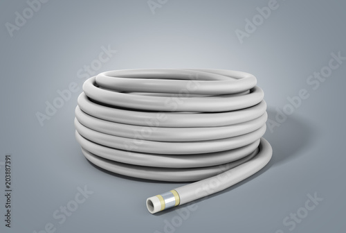 hose of plastic water pipes in layers 3d render on grey photo