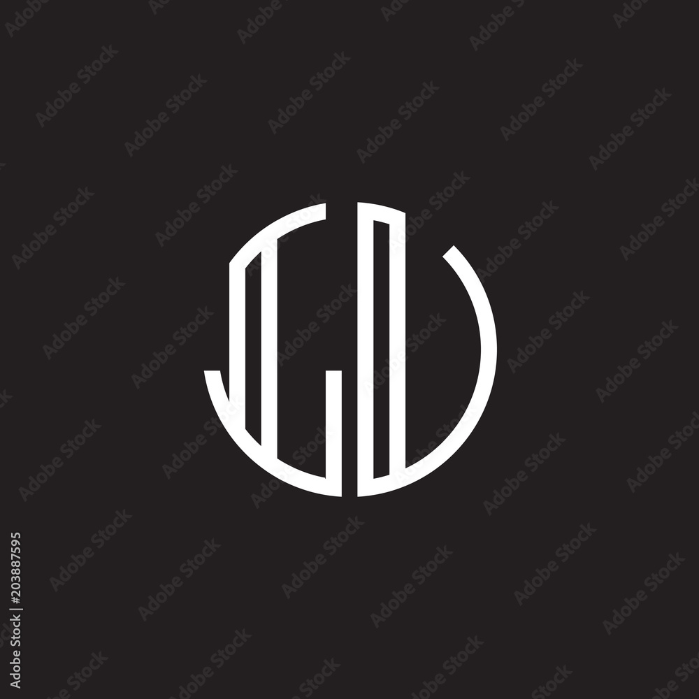 Initial letter LU, , , minimalist line art monogram circle shape logo, white color on black background Initial letter LU, , , minimalist line art monogram circle shape logo, white color on black background